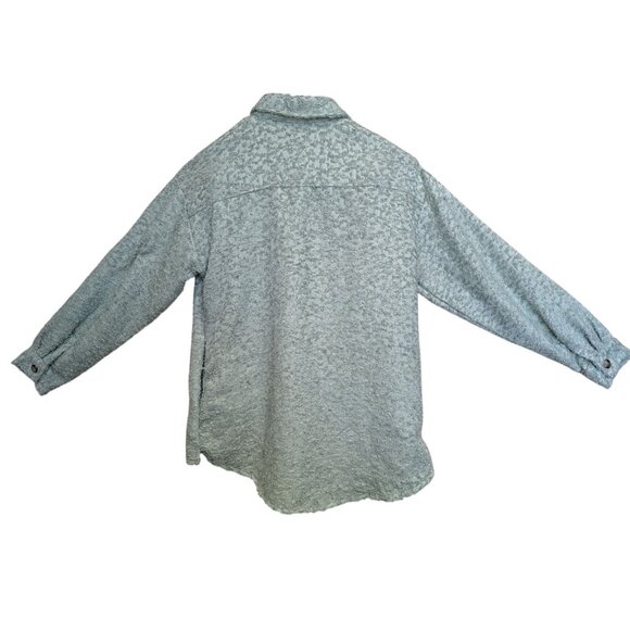 Polargram Textured Button Up Shacket Womens M Green Long Sleeve (Flaw) - Picture 6 of 7